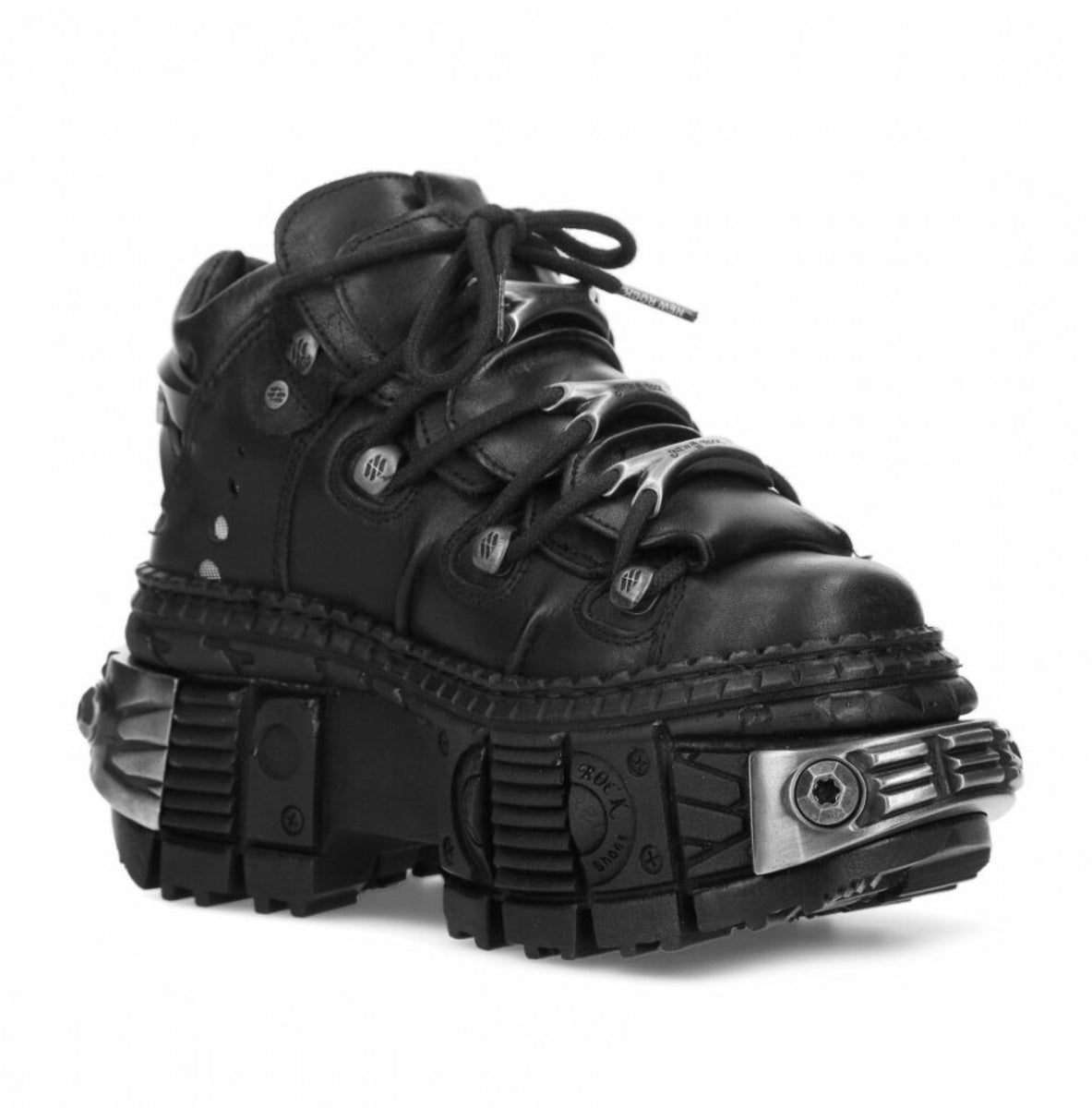 new rock cyberpunk boots
black leather platform goth shoes
metal cyber stompers
chunky alternative unisex boots