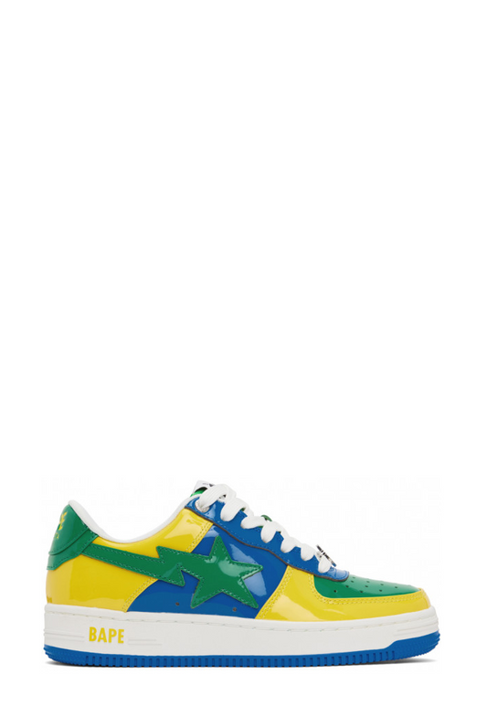 Bape Sta millennial white, yellow, blue & green low-top sneakers

Bathing Ape glossy patent sneakers

Streetwear star-panel low shoes

Bape-style millennial white, yellow, blue & green sneakers
