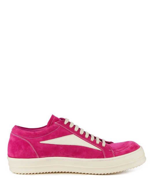 hollywood lace up low sneakers

rick owens vans inspired canvas shoes

acid pink & milk low-top designer sneaker

elongated lace streetwear shoe