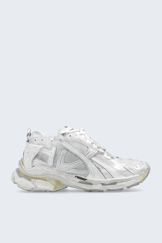 distressed white mesh runner sneakers

vintage luxury style running shoes

grey deconstructed street sneakers

balenciaga inspired runners