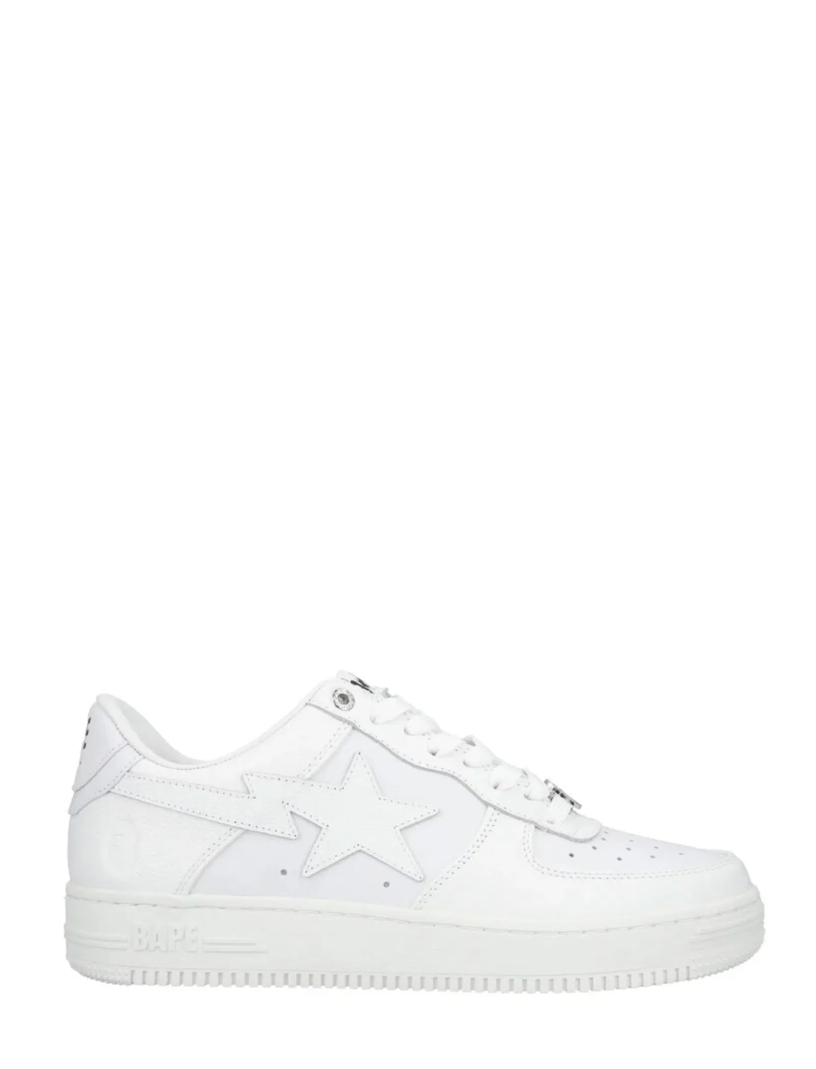Bape Sta white low-top sneakers

Bathing Ape glossy patent sneakers

Streetwear star-panel low shoes

Bape-style white sneakers