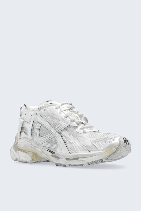 distressed white mesh runner sneakers

vintage luxury style running shoes

grey deconstructed street sneakers

balenciaga inspired runners