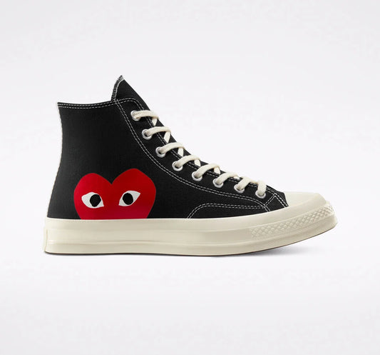 converse cdg play chuck 70 high top

comme des garcons heart logo converse

cdg chuck 70 canvas sneakers

converse high tops collaboration