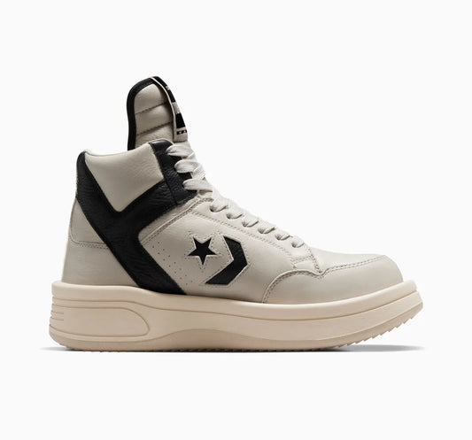turbo high-top leather sneakers

natural black exaggerated basketball shoes

rick owens converse style sneakers

drkshdw inspired oversized tongue shoes