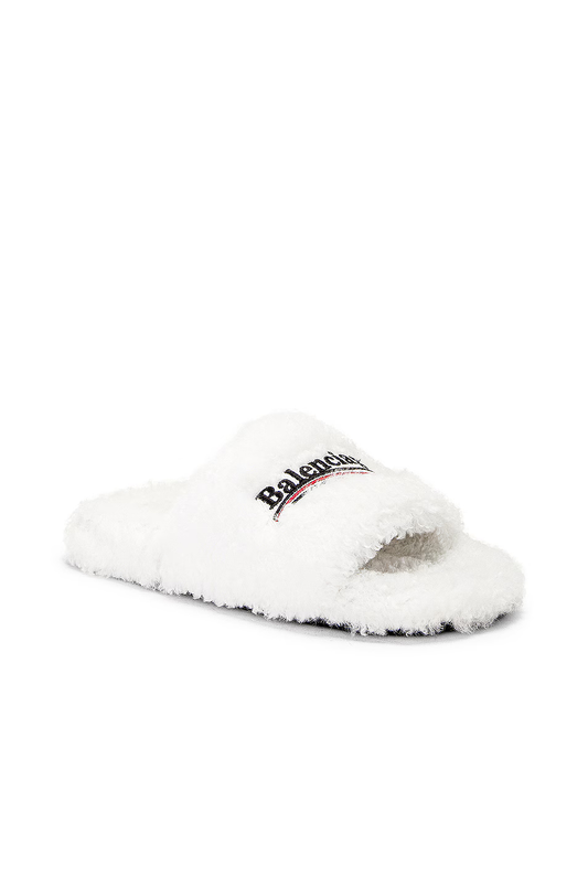 white faux fur luxury slides

plush balenciaga style slippers

fluffy house sandals black

cozy fur-lined streetwear slides