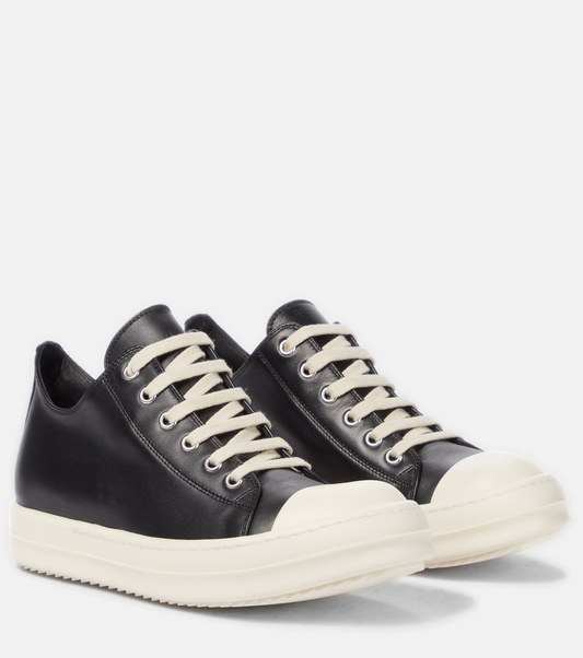 distressed canvas low-top sneakers

rick owens style punk canvas shoes

black and beige chunky toe sneakers

avant-garde streetwear low tops