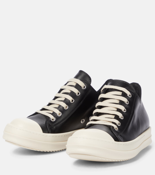 distressed canvas low-top sneakers

rick owens style punk canvas shoes

black and beige chunky toe sneakers

avant-garde streetwear low tops