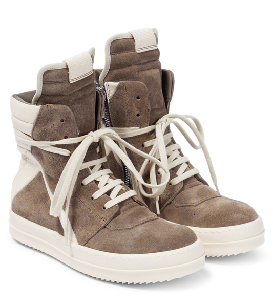 Rick Owens inspired Geobasket high tops

beige & brown leather avant-garde sneakers

chunky streetwear boots high top

beige & brown geobasket replica