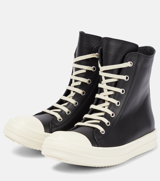 high top punk canvas sneakers

rick owens ramones replica

black and beige oversized toe sneakers

avant-garde high top shoes streetwear