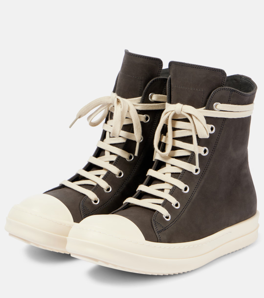 high top punk canvas sneakers

rick owens ramones replica

brown and beige oversized toe sneakers

avant-garde high top shoes streetwear