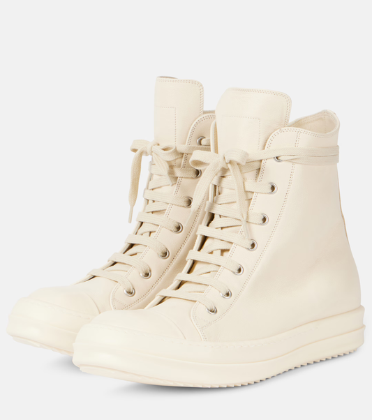 high top punk canvas sneakers

rick owens ramones replica

beige oversized toe sneakers

avant-garde high top shoes streetwear
