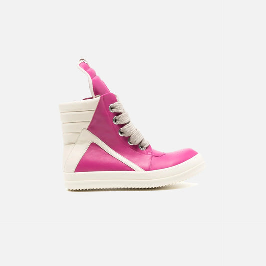 Rick Owens inspired Geobasket high tops

beige & acid pink leather avant-garde sneakers

chunky streetwear boots high top

beige & acid pink geobasket replica