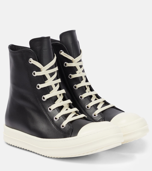 high top punk canvas sneakers

rick owens ramones replica

black and beige oversized toe sneakers

avant-garde high top shoes streetwear