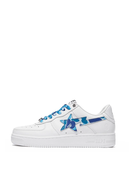 Bape Sta white - blue camo low-top sneakers

Bathing Ape glossy patent sneakers

Streetwear star-panel low shoes

Bape-style blue camo and white sneakers