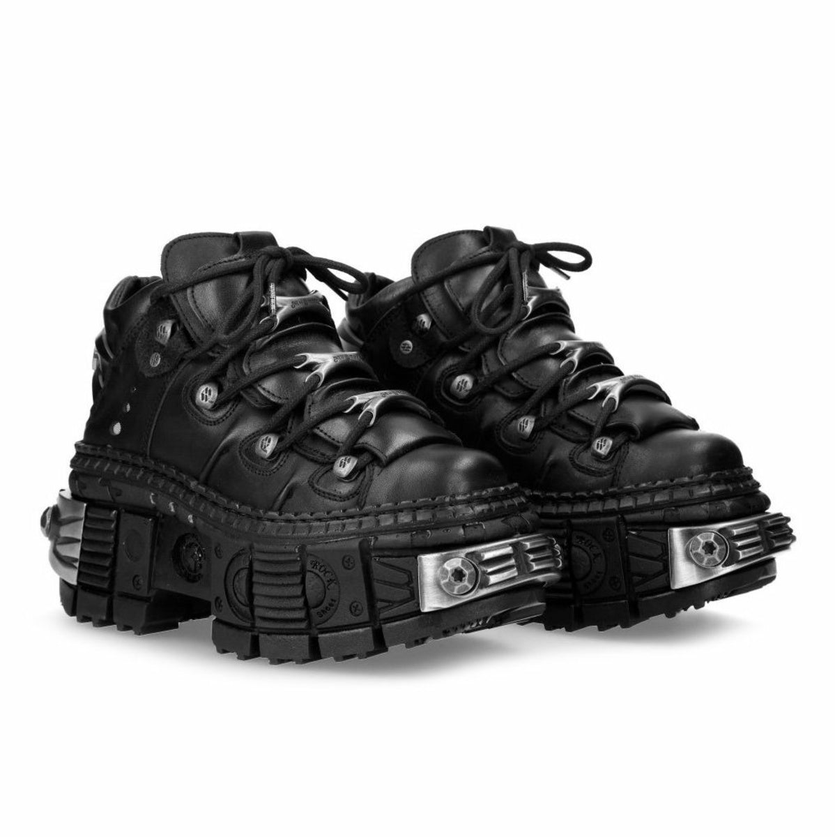 new rock cyberpunk boots

black leather platform goth shoes

metal cyber stompers

chunky alternative unisex boots