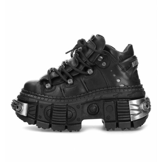 new rock cyberpunk boots

black leather platform goth shoes

metal cyber stompers

chunky alternative unisex boots