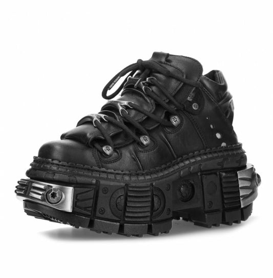 new rock cyberpunk boots

black leather platform goth shoes

metal cyber stompers

chunky alternative unisex boots