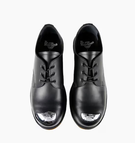 steel toe black leather derby shoes

punk style industrial oxford shoes

black steel cap dress shoes

triple black derby with metal toe

Raf Simons x Dr. Martens Steel Toe Black Leather Shoes