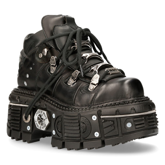 new rock cyberpunk boots

black leather platform goth shoes

metal cyber stompers

chunky alternative unisex boots