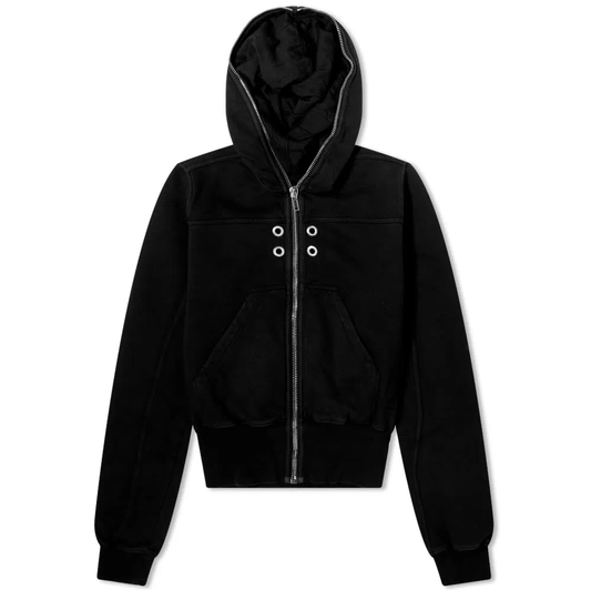 rick owens drkshdw small gimp hoodie black

oversized streetwear zip hoodie

gimp mask style hooded sweatshirt

avant-garde fashion hoodie unisex