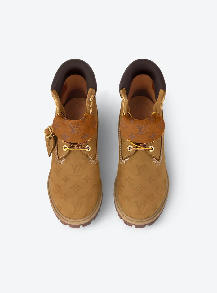 Monogram wheat 6-inch boots

luxury timberland style brown boots

designer waterproof ankle boots

high-end embossed streetwear boots

Louis Vuitton x Timberland 6" Ankle Boot Monogram Brown Wheat